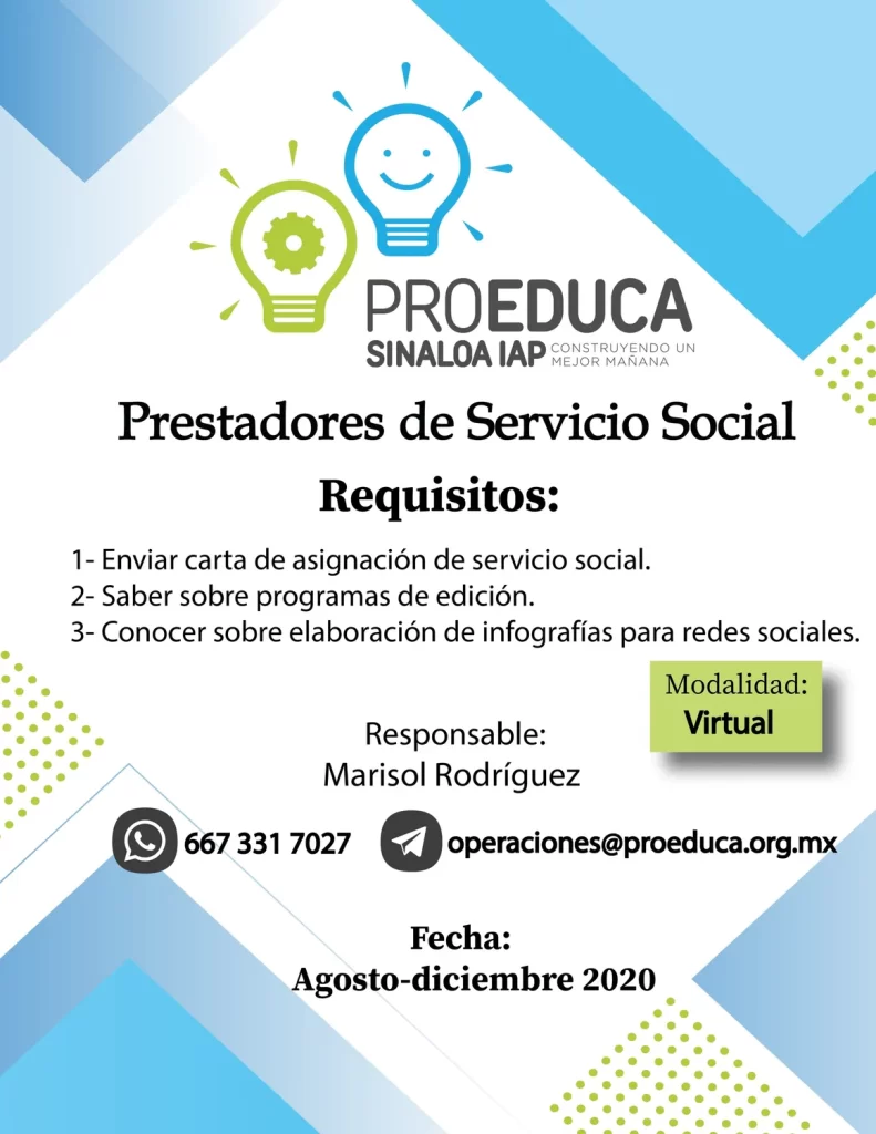 Convocatoria para realizar servicio social en ProEduca Sinaloa